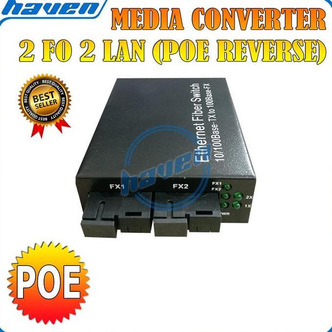DV257 >> Media Converter 2 FO 2 LAN POE Switch Fiber Optic HTB 2 SC 10/100 Mbps
