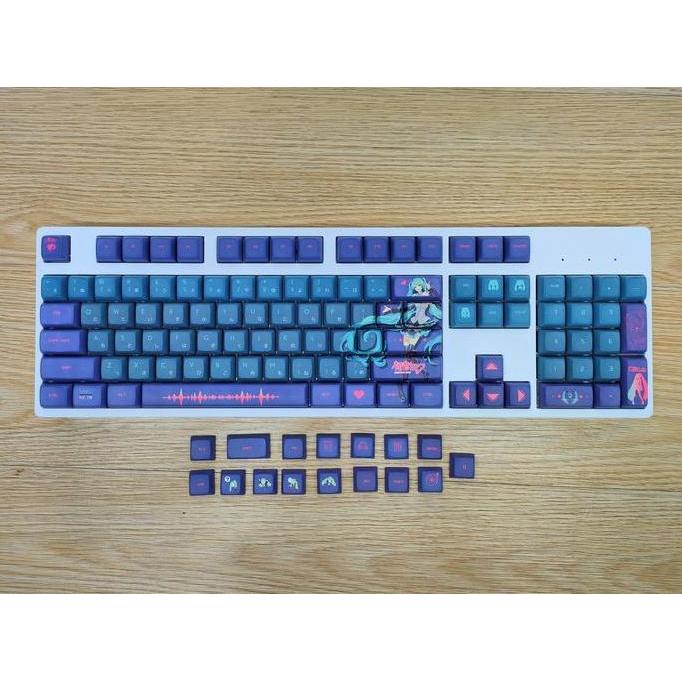 TERMURAH - KEYCAPS HATSUNE MIKU ( Dark Theme ) XDA profile PBT dye sub