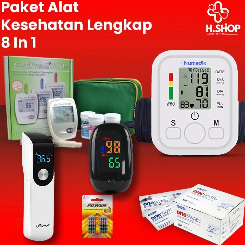 Ready Paket Kesehatan Lengkap Alat Kesehatan 5 in 1 / GCHB Easy Touch 3 in 1 / Oxymeter / Termometer