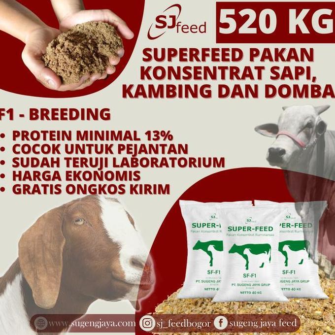 Terlaris Pakan Konsentrat Sapi, Kambing, Domba Tinggi Nutrisi Superfeed- 520 Kg