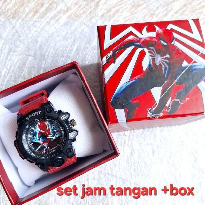 LA2 }} SET KADO JAM TANGAN SPORT + BOX ANAK COWOK KARAKTER UNTUK HADIAH