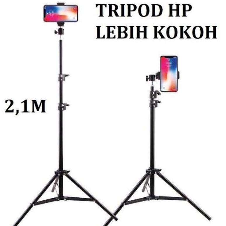 BEST DEALS TRIPOD 2,1 METER BESI TRIPOD RINGLIGHT HP KAMERA LENGKAP HOLDER HP