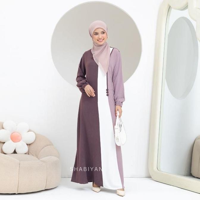 Shabiyan 618 Gamis Kombinasi Warna | Remaja & Dewasa | Simple Elegan