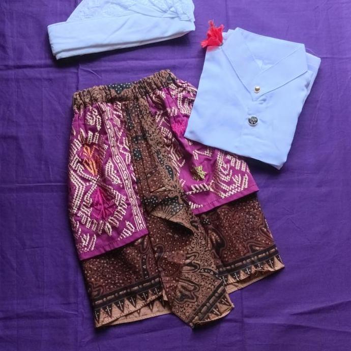 Harga Miring Set Setelan Kamen Saput Udeng Baju Safari Anak Laki-Laki/Busana Adat Bali Ke Pura Anak 