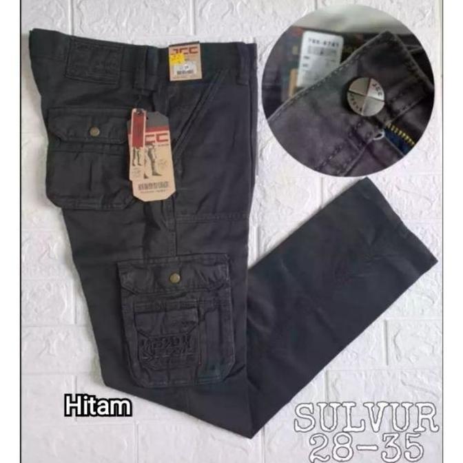 DV136 - Celana Cargo Kanvas Sulfur Original JCC Casual Denim Model Terkini Ukuran 29-38 - Jeans, Hit