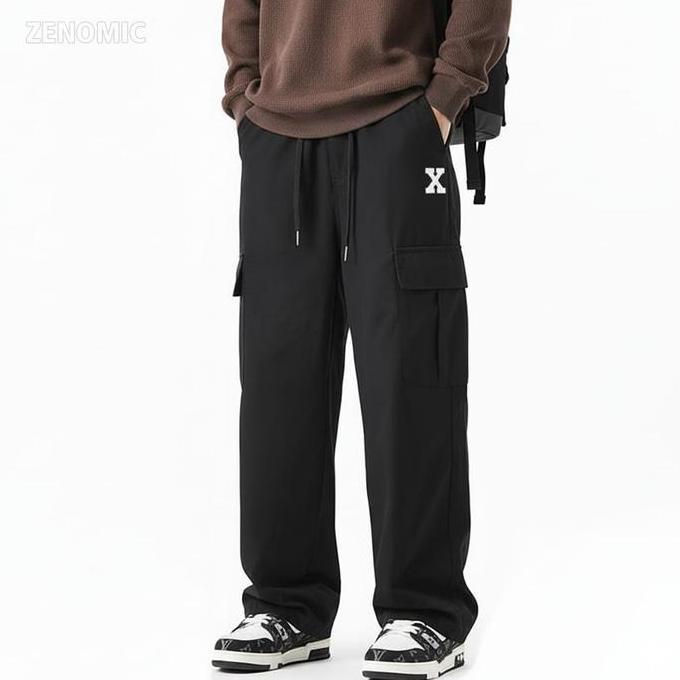 DS203 >> Zenomic Long Pants Cargo Sigma X Black Reguler Fit Pants Oversize Pria