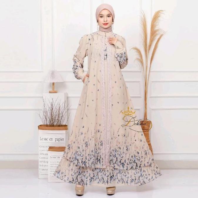 Delisha - Arrumi Dress / Gamis Coksu Ceruty Baby Doll Premium Berfuring Mewah Busui