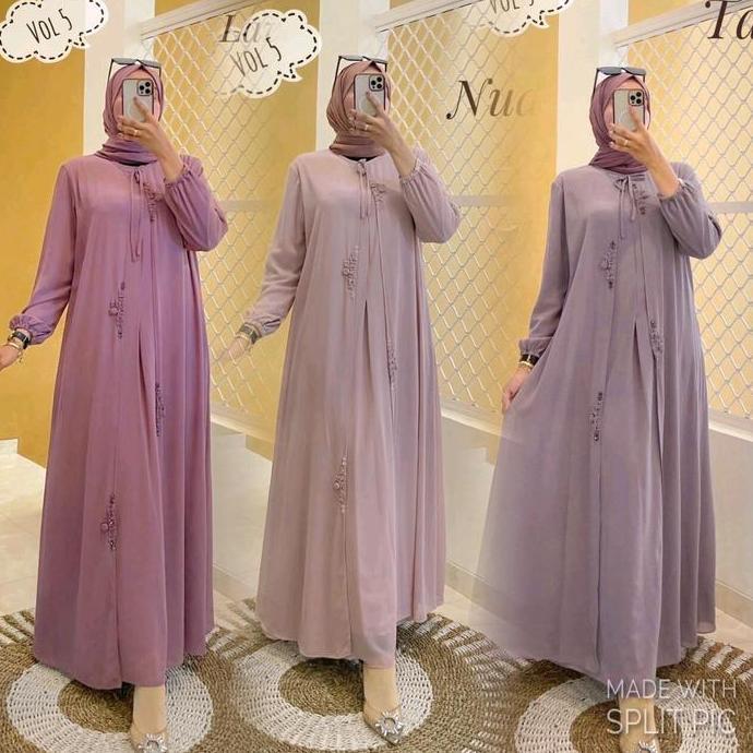 Dress Arnita Vol 5 Dress Hitam Putih Dusty Nude Sage Maron Brown Lavender Lilac Taro Gamis Muslimah 