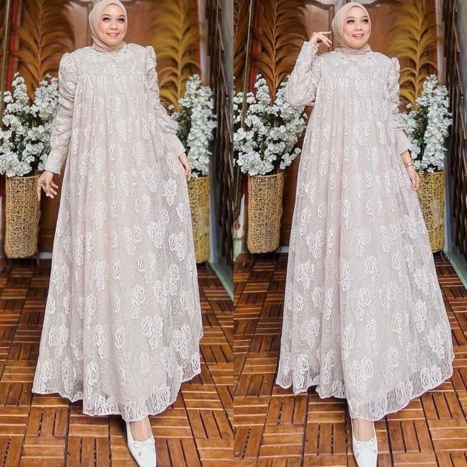 GAMIS HAIFA VOLL2 BRUKAT MAWAR COUPLE IBU DAN ANAK by OHC