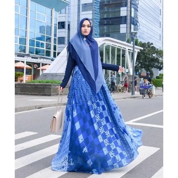 gamis suvarna baju motif khimar 2 warna