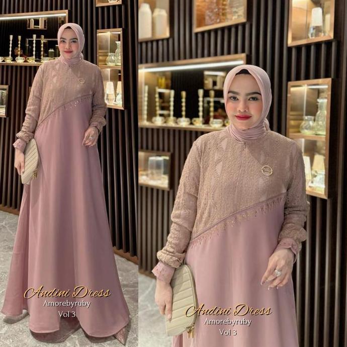 ANDINI LACE AMORE BY RUBY GAMIS HITAM REMAJA/DEWASA TERBARU BRUKAT IMPORT PREMIUM KONDANGAN
