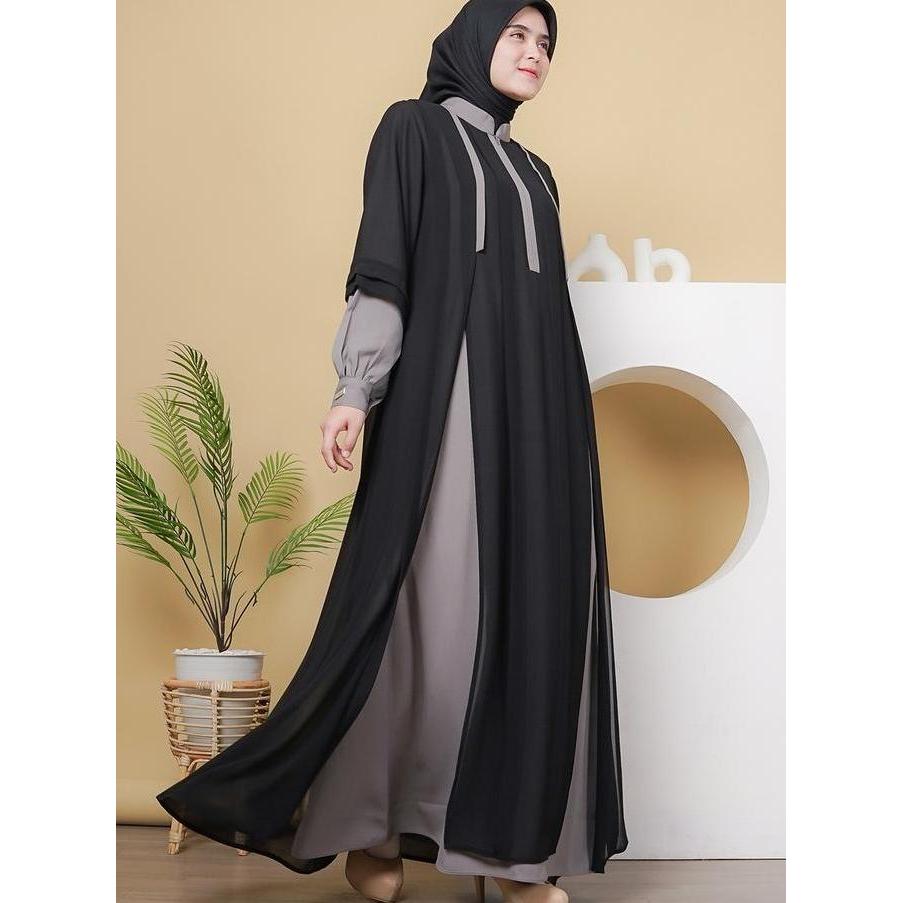 Rhea Dress Gamis Wanita Cewek Simple Premium Elegan Orinal Kekinian Terbaru 2024 Makkata Hijab