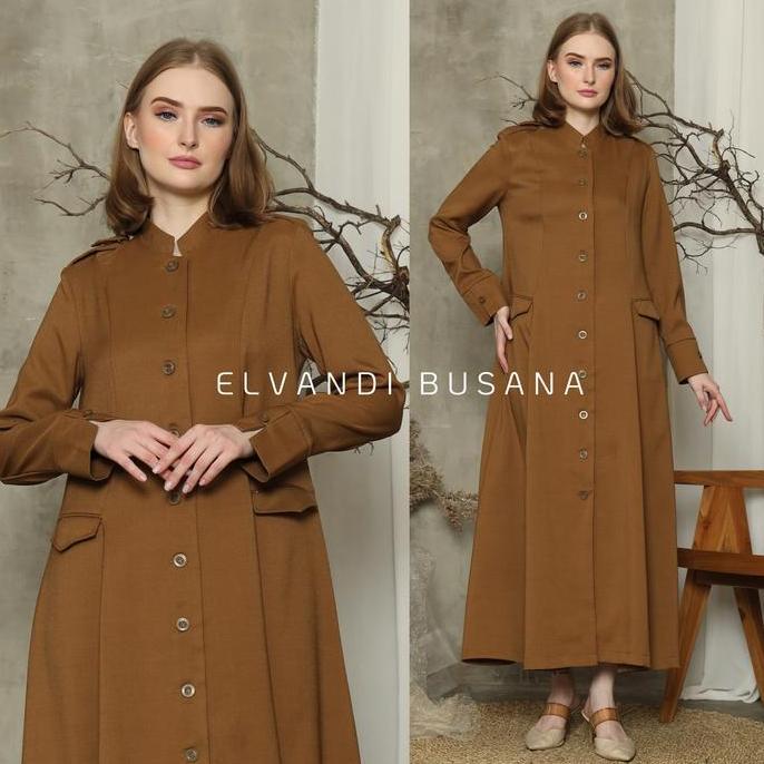 Gamis Guru / Gamis Busui / Gamis Khaki / Seragam Gamis / Gamis Tebal - 8001 Cokelat Tua / Khaki Tua