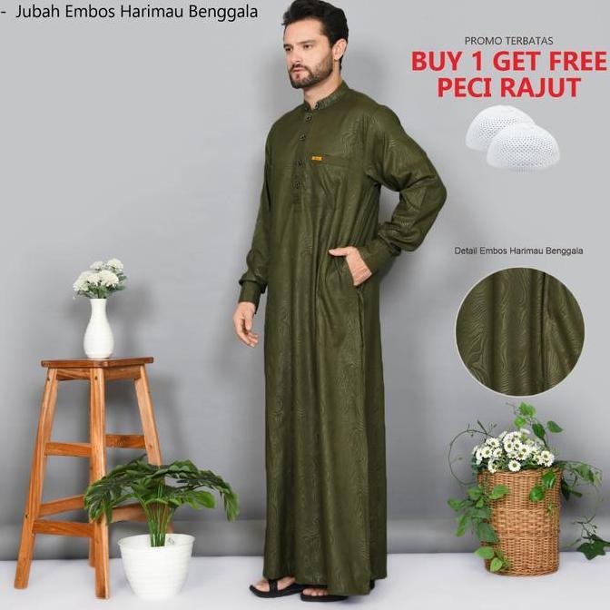 JUBAH EMBOS Full Manset DEWASA MOTIF HARIMAU BENGGALA GAMIS PRIA BERKUALITAS BAHAN ADEM Jubah Umroh 