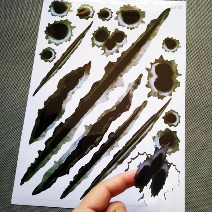 Stiker Gambar Bekas Lubang Peluru Tembakan 3D Stiker aksesoris Mobil