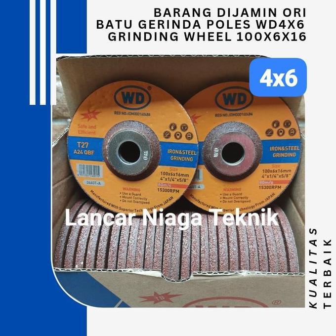 WD Batu Gerinda Poles WD 4' x 6 Grinding Wheel 100x6x16 T27