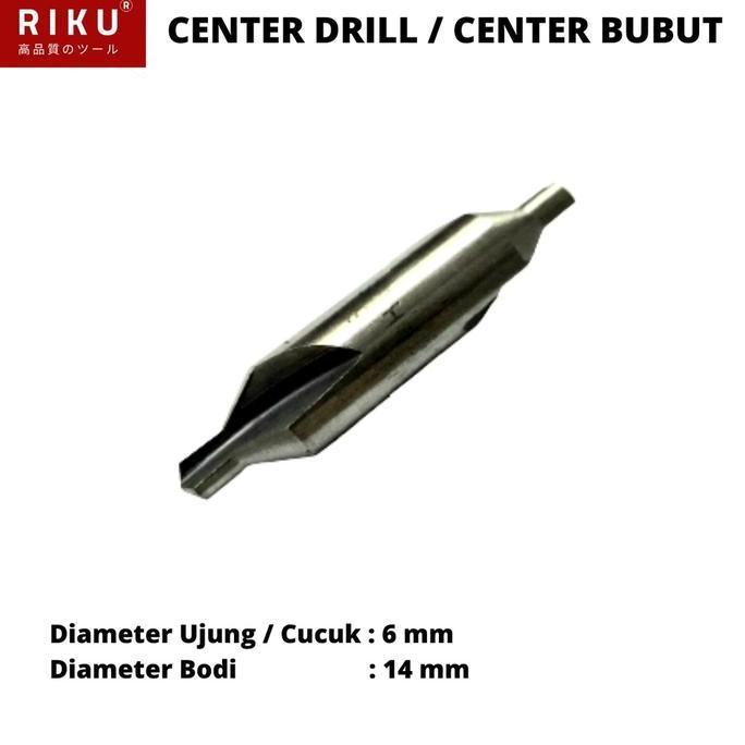 Centre Center Drill / Center Bubut 6 mm mili - Bodi 14 mm mili