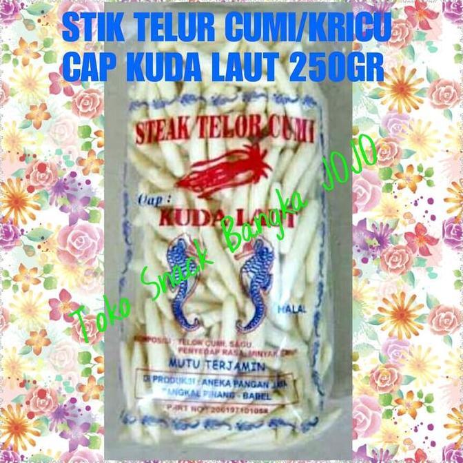 Stik Telur cumi kricu kuda laut 250gram khas bangka oleh oleh kerupuk