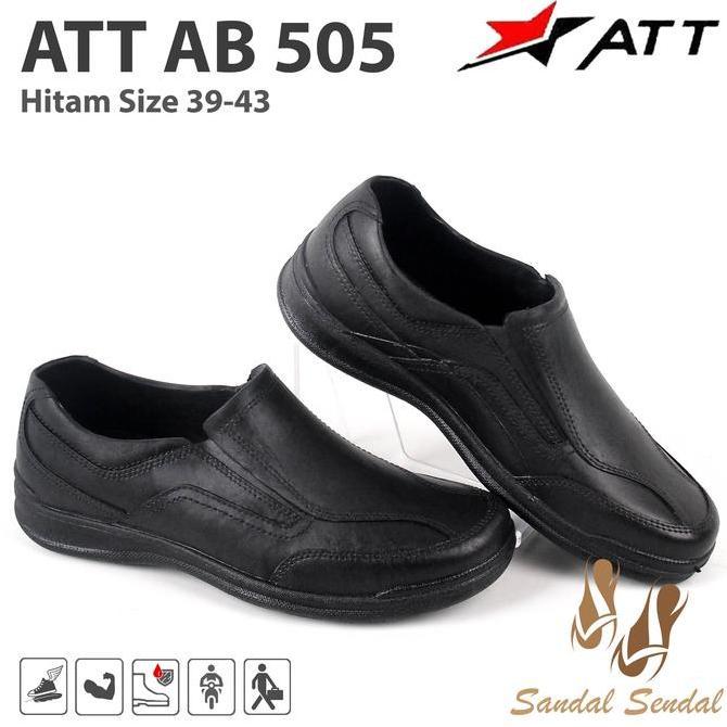 Disc Sepatu Pantofel Att Ab 505 Hitam Karet Kerja Flat Shoes Pria