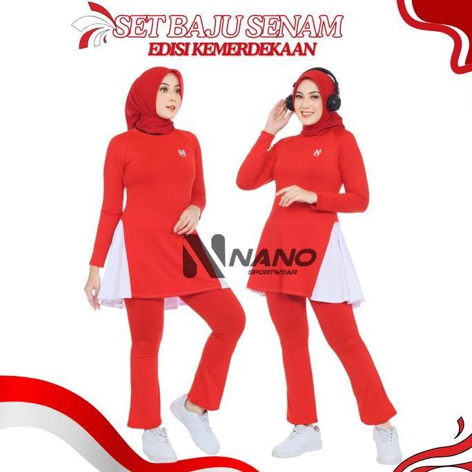 BAJU SENAM CUTBRAY MERAH PUTIH / BAJU OLAHRAGA MERAH PUTIH / BAJU SENAM MERAH PUTIH