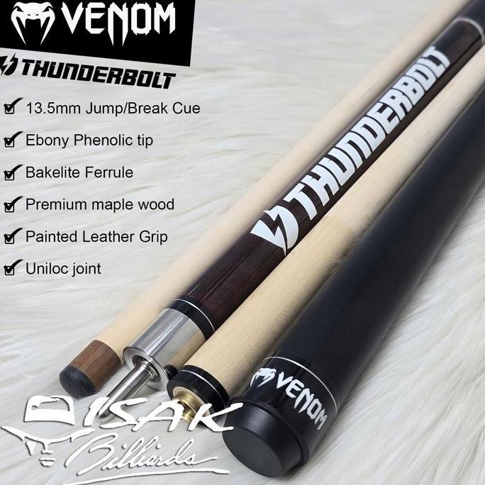 Venom Thunderbolt Jump Break Cue | Purple 13.5mm Stick Loncat Billiard