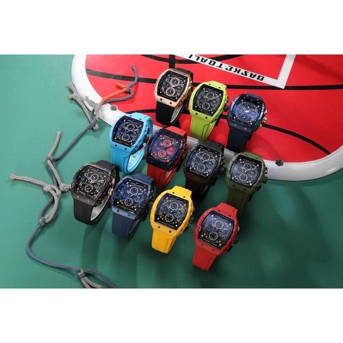 Evans Jayden Jam Tangan Pria 9554-2 Rubber Kaca Sapphire Chronograph Water Resistant 5ATM terlaris