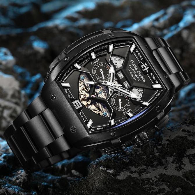 Evans Jayden Jam Tangan Pria 9620 Rantai Automatic Movement Stainless Steel Kaca Sapphire Chronograp