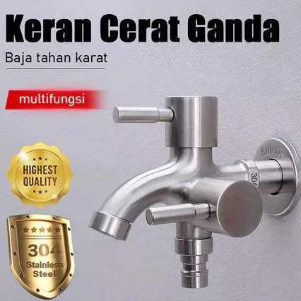 Lansungkirim- Promo Kran Keran Double Cabang Asli Stanlis Steel Sus 304 Keran Cabang Sus 304 Kran Sh