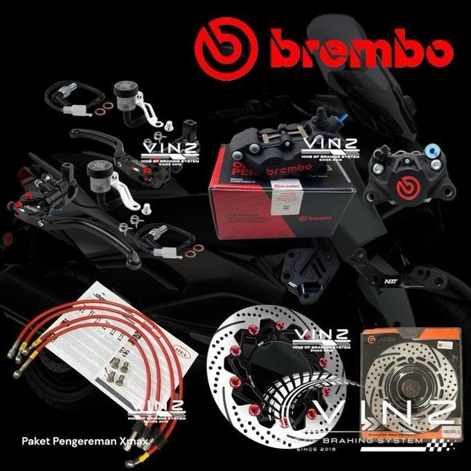 Paket Pengereman Yamaha Xmax Full Set By Brembo Brakes / Kaliper Brembo 4 Piston 2 Piston / Master R