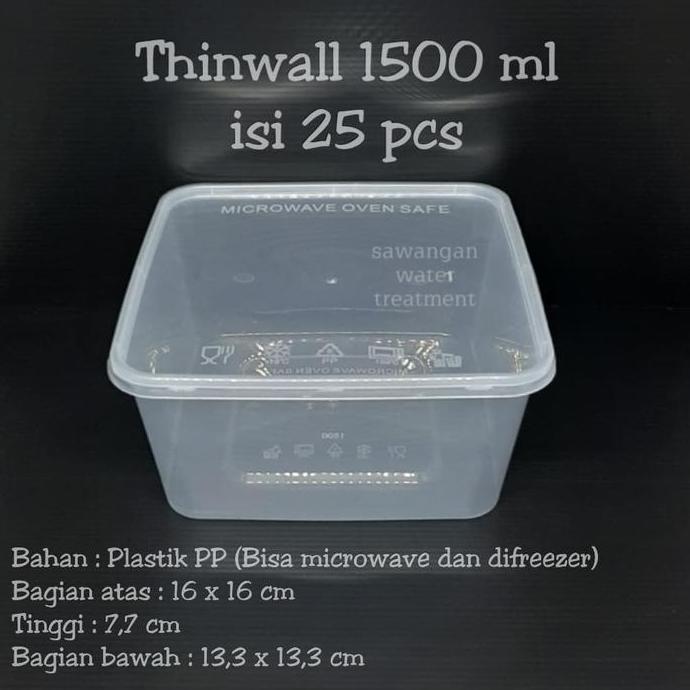 Siapkemas- Thinwall Kotak 1500Ml / Plastik 1500Ml / Tempat Salad/ Thinwall 1500Ml