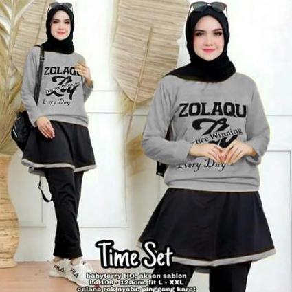 Setelan Olahraga Wanita berhijab / setcel olahraga terbaru ter hitz / model celana rok lucu/ setelan