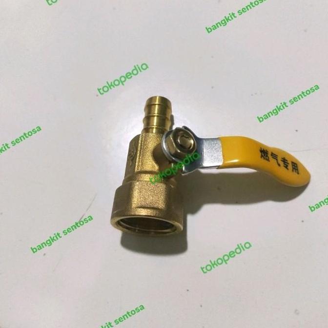 Stop kran gas 1/2" drat dalam/luar bahan kuningan - Drat luar kran gas
