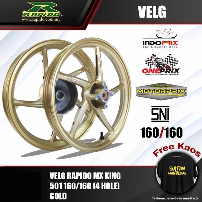 velg rapido mx king 501 160/160 4 hole black/blue/gold - gold, 160/160
