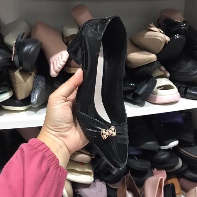 Bergaransi Sepatu Karet Jelly Wanita Mokaya 2588 Pita Heels