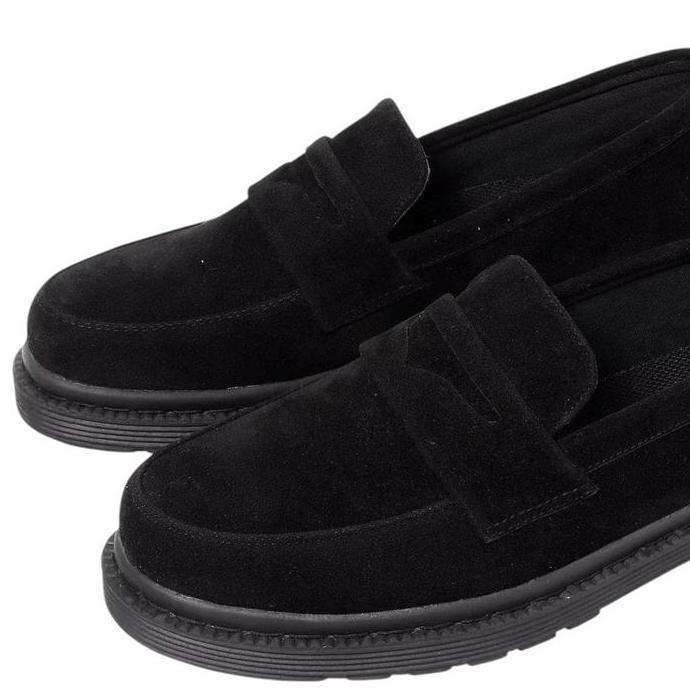 Promo Sepatu Loafers Pantofel Formal Docmart Kerja Pria Hitam Flat Shoes