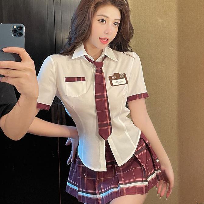 janisetyovikgeh - set seragam cosplay big size motif kotak sekolah cosplay kostum 1-2a183