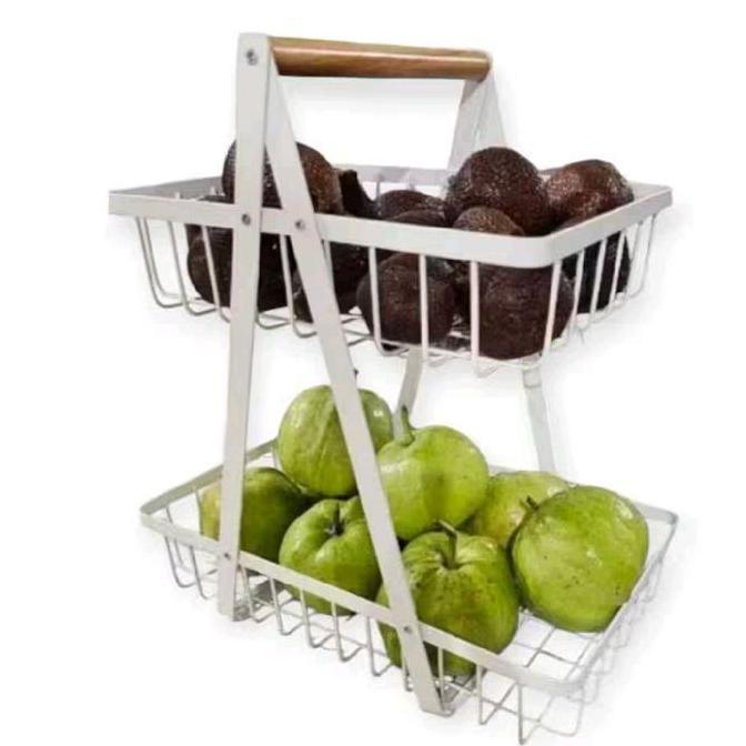 Rak buah / keranjang buah besi serabaguna susun 2 HS