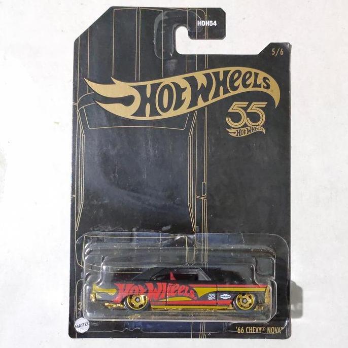 Hotwheels Hot Wheels 66 Chevy Nova Black Yellow 55th Anniversary 2023