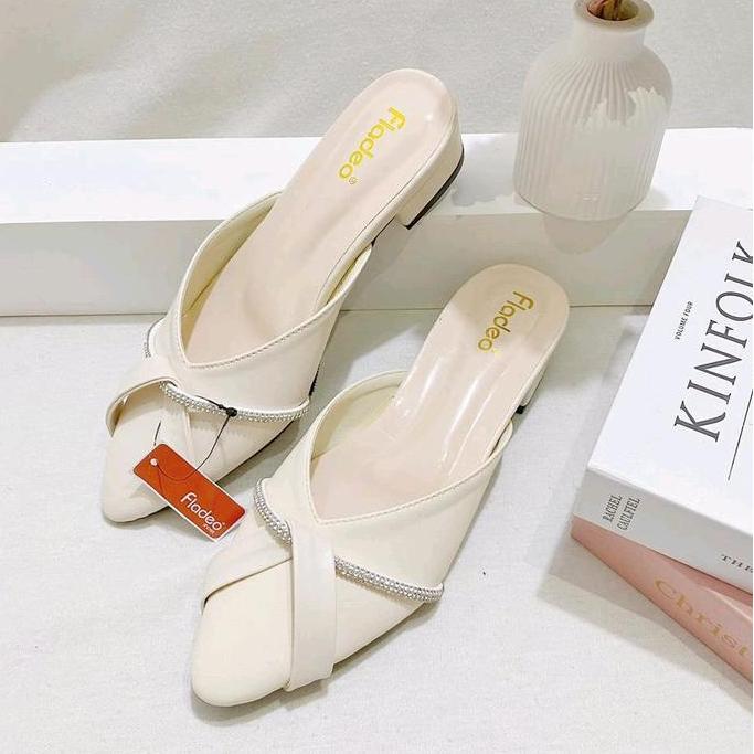 Saless Fladeo Sandal Heels Wanita Selop Heels Tali Berkilau Vanessa Cantik Sendal Pesta Shoes Lebara