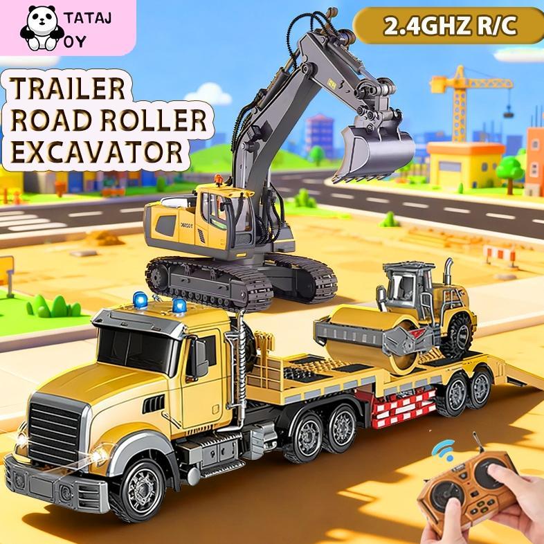 LARISS Tatajoy Mainan Mobil Remote Control Set Mainan Trailer Besar RC 11 Channel Truk Trailer & 11 