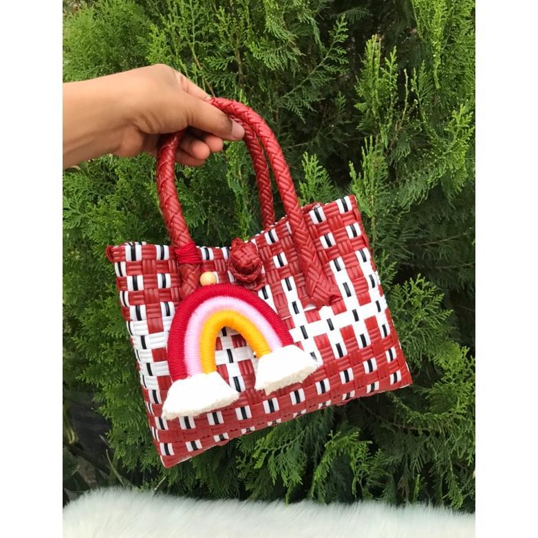 NEW Tas Anyaman Plastik Tas Jali Premium Mini Tote Bag Anyaman