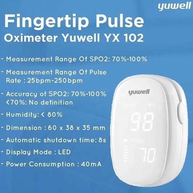 Medivix- Yuwell Yx102 - Pulse Oximeter Oxymeter - Ukur Saturasi Oksigen Yx-102 Putih - Yuwell Yx103 