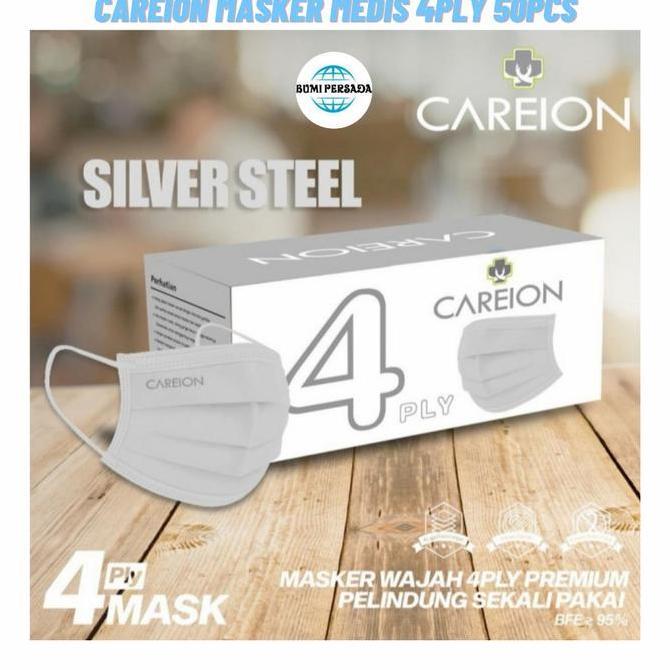 Medivix- Masker 4Ply Surgical Medis Careion 4 Ply Standart Kemenkes Isi 50 Pcs