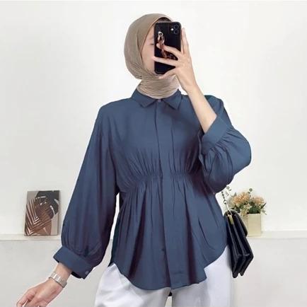 Discount AIKO SHIRT BLOUSE KEMEJA KERUT WANITA/ AIKO SHIRT BLOUSE/ BLOUSE WANITA KEKINIAN BAHAN KATU