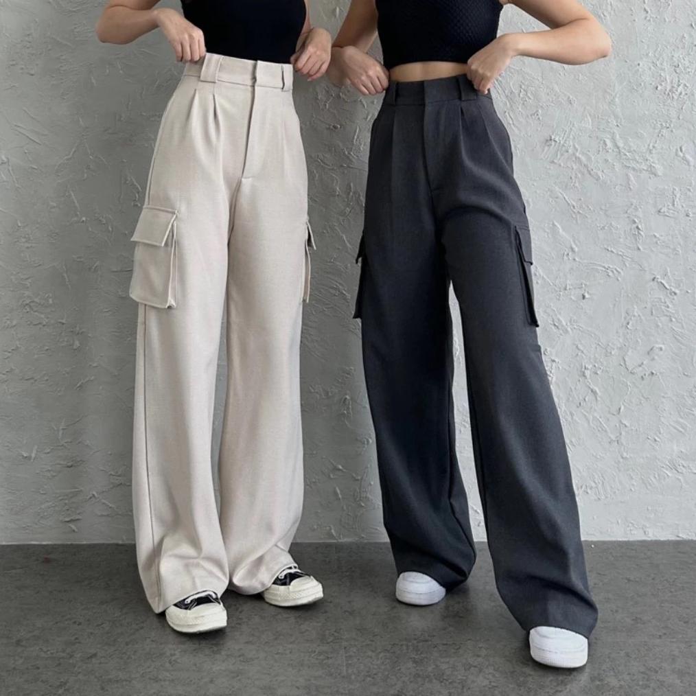 PREMIUM CELANA CARGO KOREAN STYLE - CELANA CARGO WANITA - CELANA CARGO HIGHWAIST WANITA PREMIUM