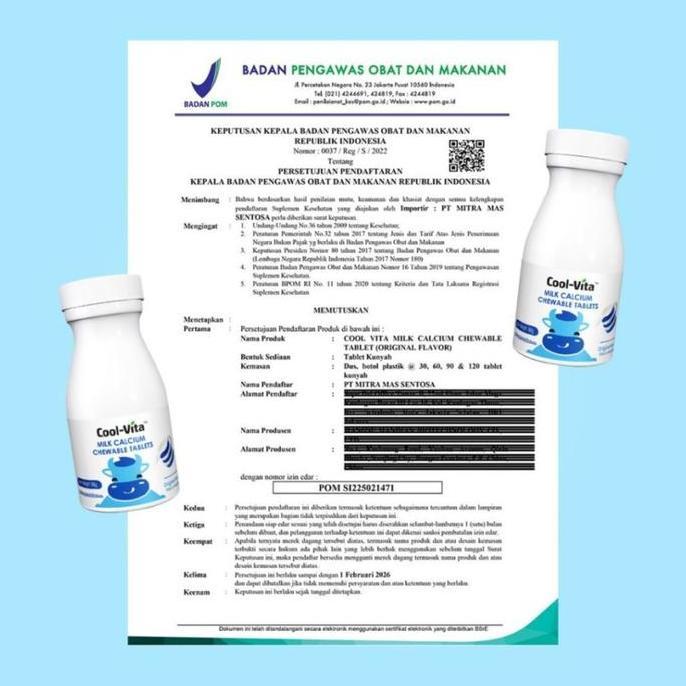 Vitbreak- Cool-Vita Milk Calcium Tablet Kunyah - Coolvita Calsium Peninggi Badan Anak | Cool Vita Pe