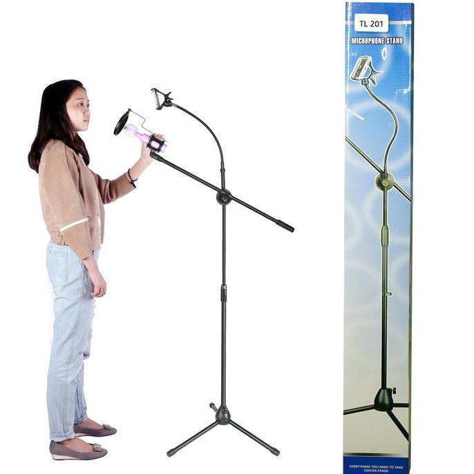 Yoiyoman- Stand Microphone Degree Stand Mic Lantai Berdiri Microphone Dengan Holder Hp Tripod Mic Co
