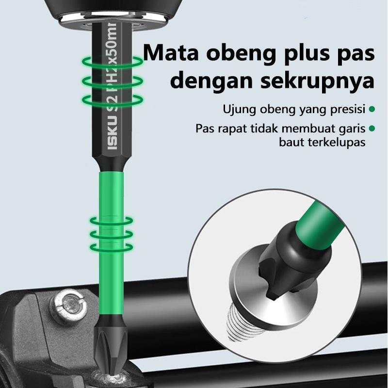 Isku Set Mata Obeng 6 Buah/Mata Obeng Magnetik Kuat/Mata Obeng Pneumatik Kekerasan Tinggi Yang Dapat