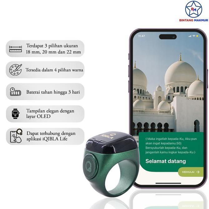 Relig- Tasbih Digital Zikir Iqibla Lite Smart Cincin Tasbih Oled Display Original