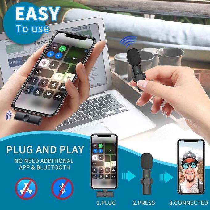 Yoiyoman- Microphone Mic Clip On Wireless Mikrofon Hp Laptop Zoom Live Vlog